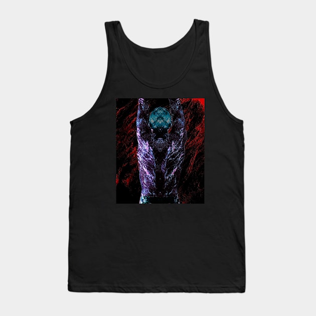 Portrait, digital collage and special processing. Men's back. Mystic. Energy waves. Red and violet. Emboss. Tank Top by 234TeeUser234
